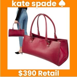 ♠️ EUC kate spade large leather shoulder bag.  Deep red color. Hard to find!